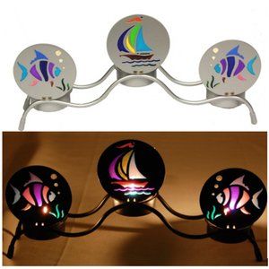 3 Piece Silver Fish & Sailboat - Tealight Candle Holder